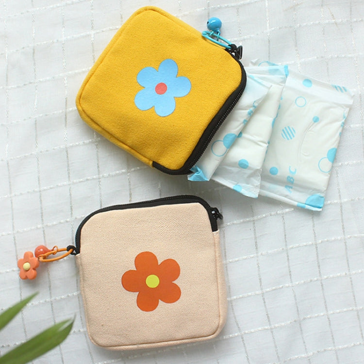 Sanitary Napkin Storage Bag Large Capacity Little Bag Canvas Simple Short Wallet, Pink, Orange, Light Purple, Sky Blue