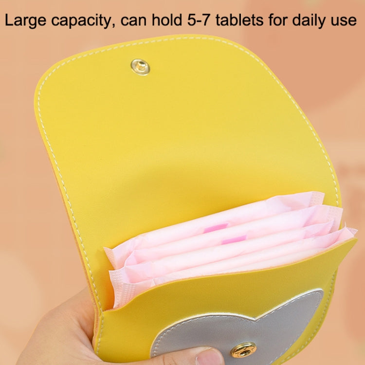 Portable Large Capacity PU Sanitary Napkin Pad Storage Bag, White+Blue, White+Skin, Yellow+Gray, Gray+Yellow, Blue+White, Skin+White