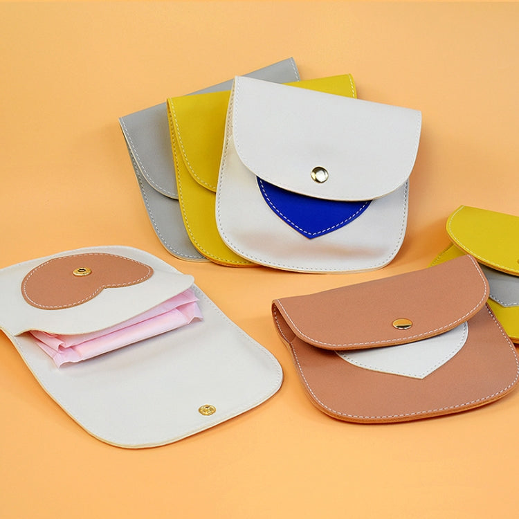 Portable Large Capacity PU Sanitary Napkin Pad Storage Bag, White+Blue, White+Skin, Yellow+Gray, Gray+Yellow, Blue+White, Skin+White