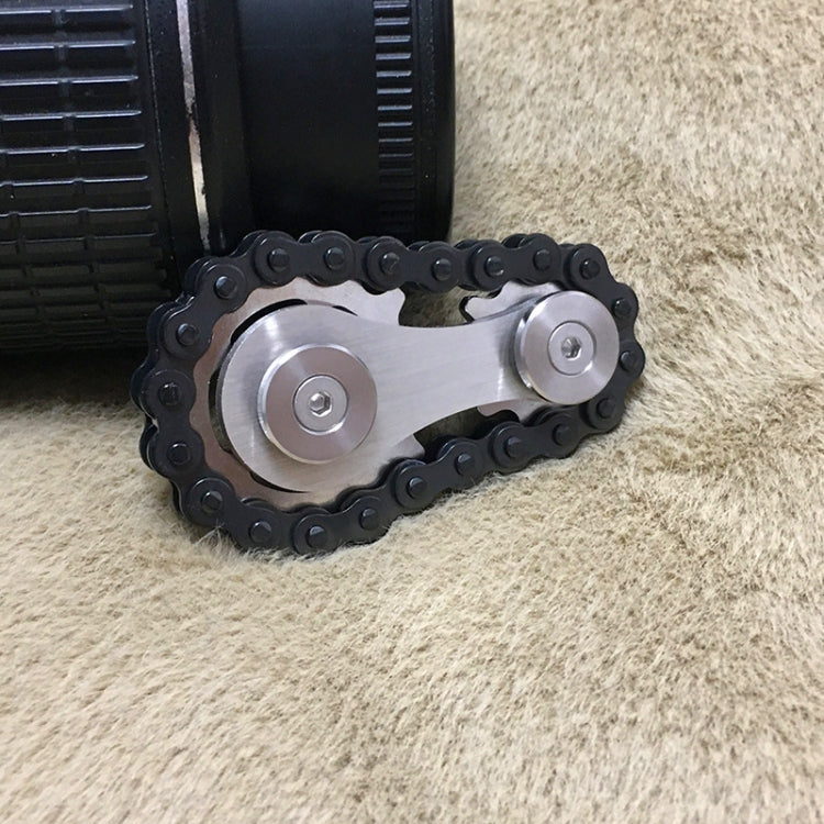 Black Chain Gyro Fingertip Gyro EDC Metal Toy Gear Sprocket Flywheel, Black Full Stainless Steel