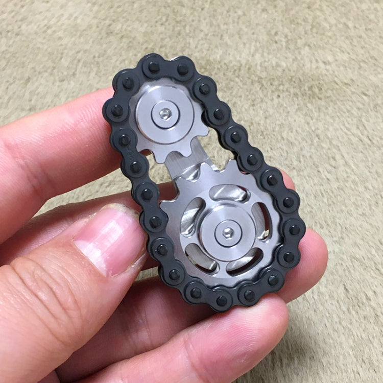 Black Chain Gyro Fingertip Gyro EDC Metal Toy Gear Sprocket Flywheel, Black Full Stainless Steel