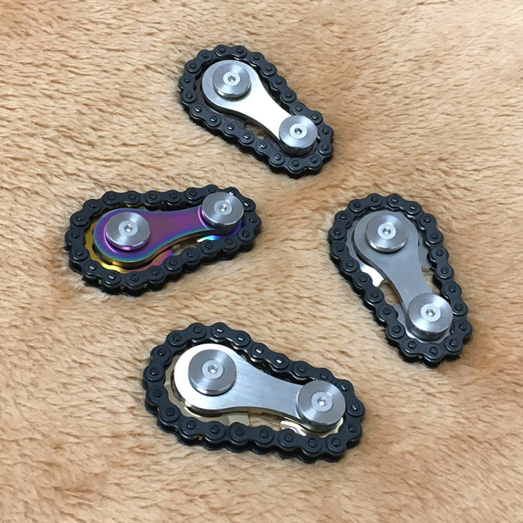 Black Chain Gyro Fingertip Gyro EDC Metal Toy Gear Sprocket Flywheel, Black Full Stainless Steel