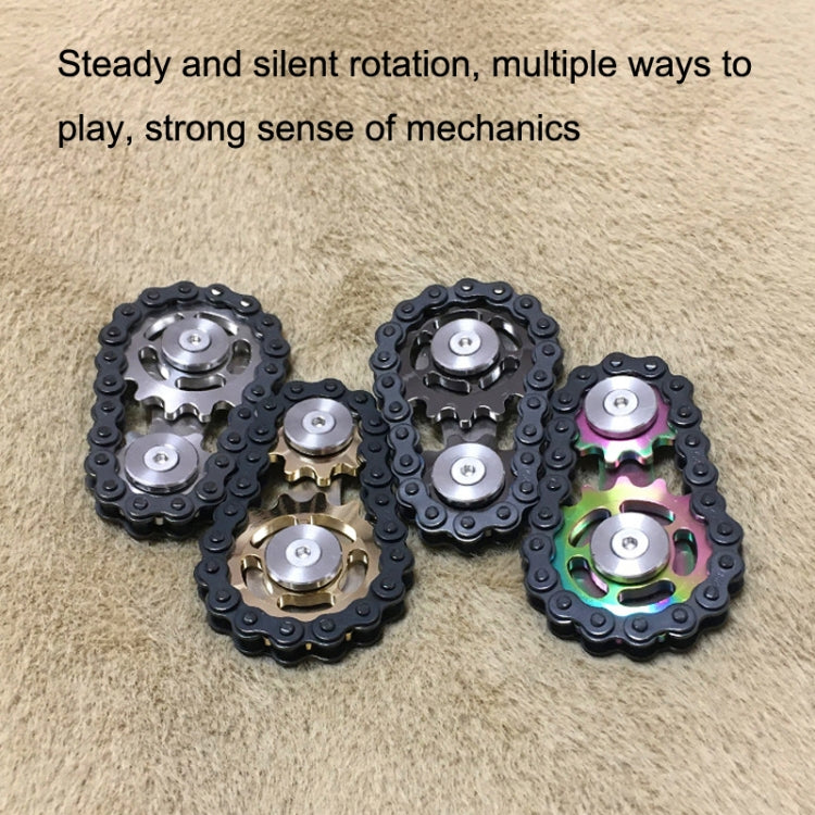 Black Chain Gyro Fingertip Gyro EDC Metal Toy Gear Sprocket Flywheel, Black Full Stainless Steel
