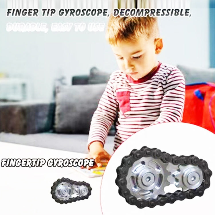 Black Chain Gyro Fingertip Gyro EDC Metal Toy Gear Sprocket Flywheel, Black Full Stainless Steel