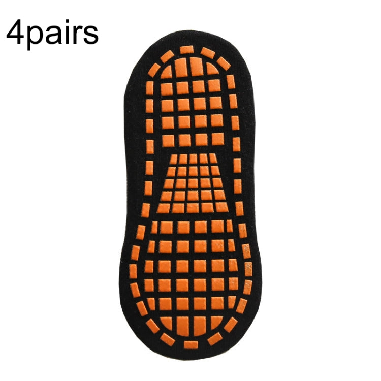 4pairs Trampoline Socks Dotted Rubber Non-slip Floor Socks Yoga Socks, 1-5 Years Old, 5-12 Years Old, Adult 35-43 Yards
