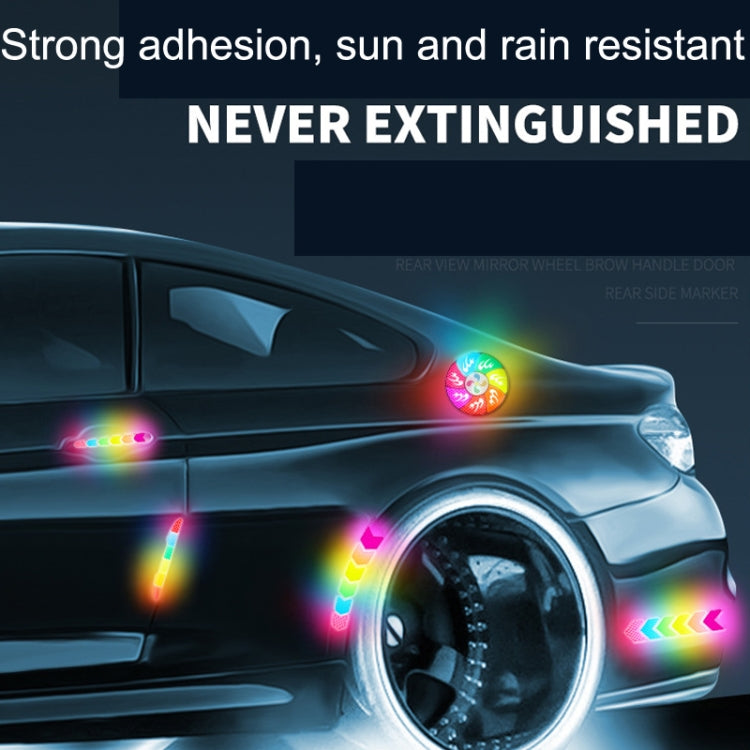 Car Door Anti-Collision Scrape And Rearview Mirror Colorful Safety Warning Reflective Sticker, Style: Glue Model Rear Bar Discs, 2sets Glue Model Colorful Flames, 2sets Glue Model Rear Bar Arrow, 2sets Glue Model Car Tail Arrow                         ...