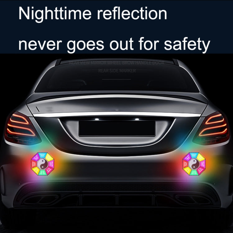 Car Door Anti-Collision Scrape And Rearview Mirror Colorful Safety Warning Reflective Sticker, Style: Glue Model Rear Bar Discs, 2sets Glue Model Colorful Flames, 2sets Glue Model Rear Bar Arrow, 2sets Glue Model Car Tail Arrow                         ...
