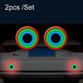 Car Door Anti-Collision Scrape And Rearview Mirror Colorful Safety Warning Reflective Sticker, Style: Glue Model Rear Bar Discs, 2sets Glue Model Rear Bar Discs, 2sets Glue Model Door Bowl, 2sets Nano Model Rearview Mirror, 2sets Glue Model Tail Box   ...