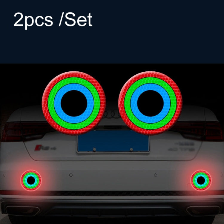 Car Door Anti-Collision Scrape And Rearview Mirror Colorful Safety Warning Reflective Sticker, Style: Glue Model Rear Bar Discs, 2sets Glue Model Rear Bar Discs, 2sets Glue Model Door Bowl, 2sets Nano Model Rearview Mirror, 2sets Glue Model Tail Box   ...