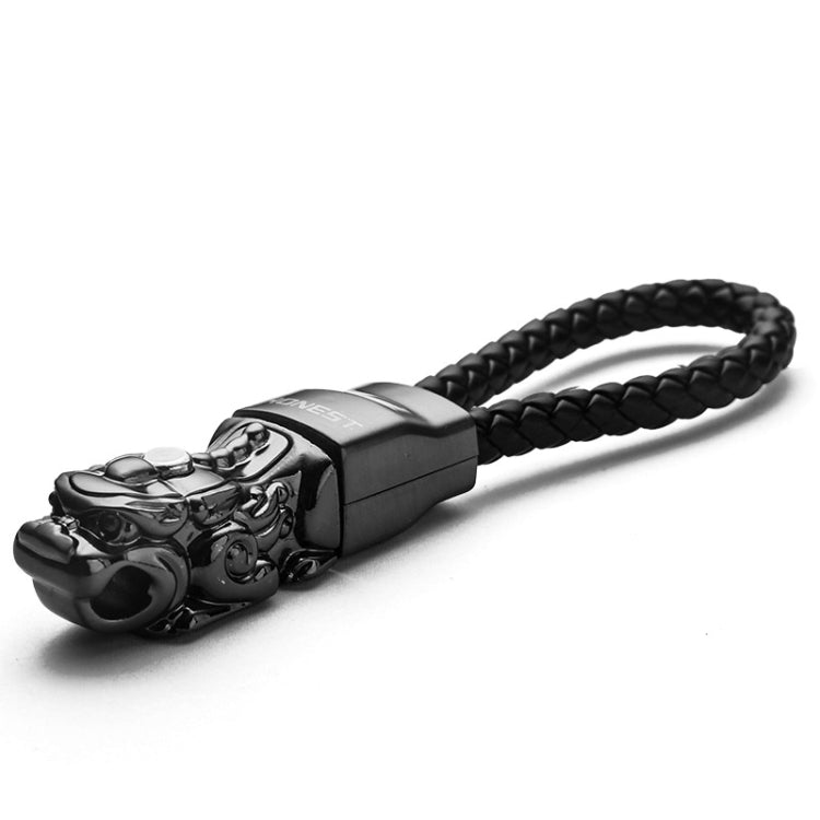 Braided Leather Rope Brave Troops Keychain With LED Light Metal Pendant, Leather Rope Black, Leather Rope White, Leather Rope White+Gray, Leather Rope Golden +Orange