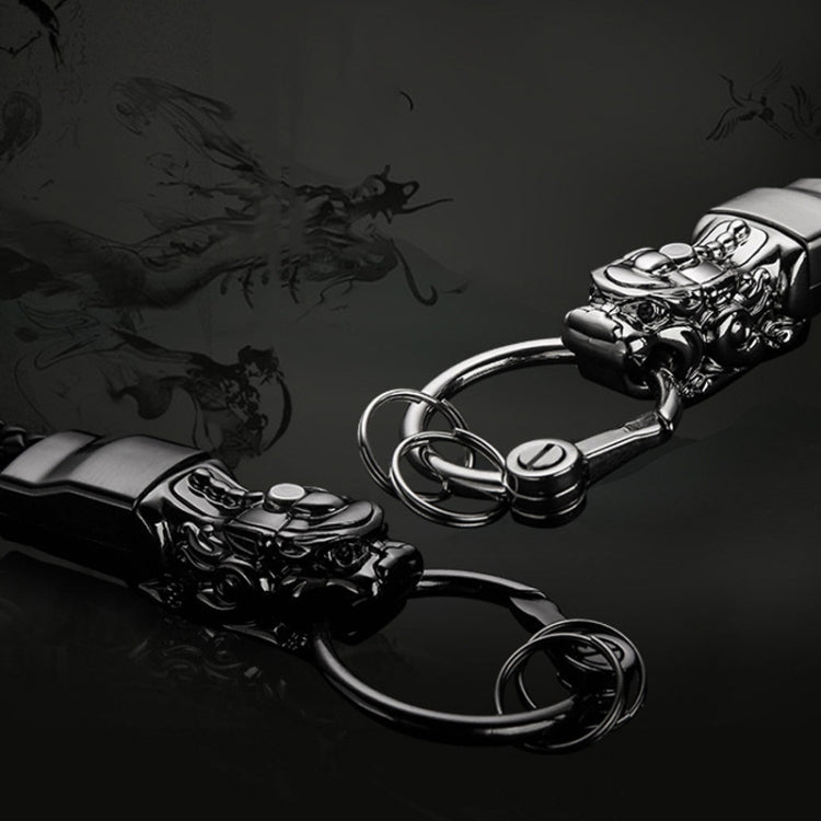 Braided Leather Rope Brave Troops Keychain With LED Light Metal Pendant, Leather Rope Black, Leather Rope White, Leather Rope White+Gray, Leather Rope Golden +Orange