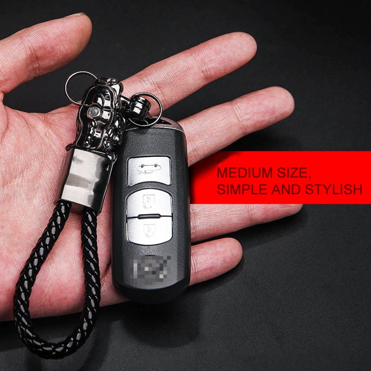 Braided Leather Rope Brave Troops Keychain With LED Light Metal Pendant, Leather Rope Black, Leather Rope White, Leather Rope White+Gray, Leather Rope Golden +Orange