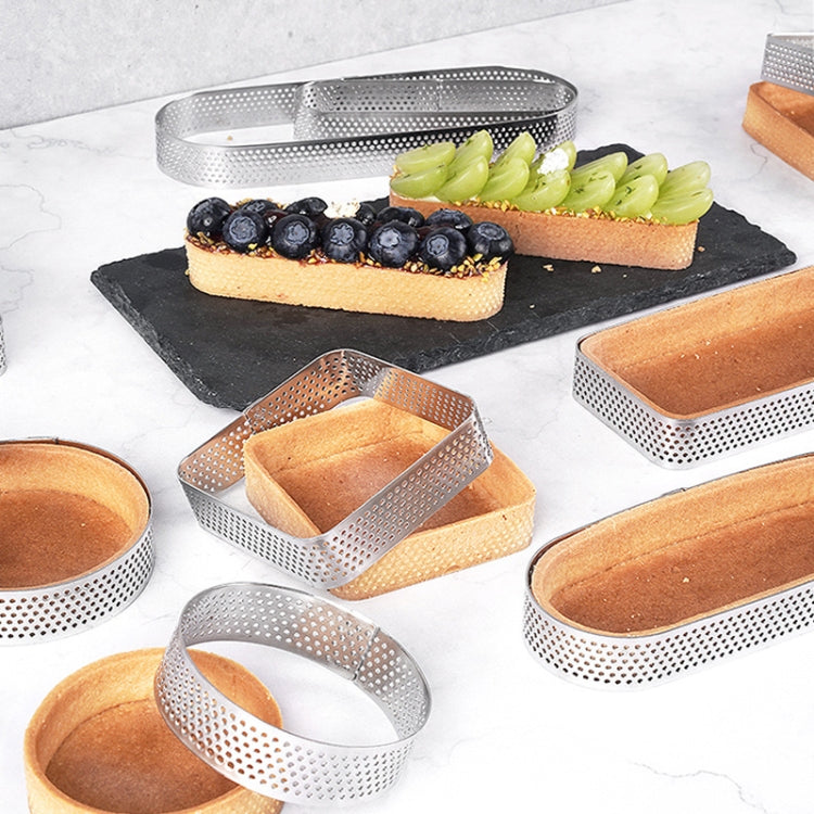 BN1006 Stainless Steel Mousse Circle Thickened Perforated Cake Mold DIY Baking Tools, Square(2.9 inches), Square(3.3 inches), Square(3.9 inches), Square(4.7 inches), Round(2.7 inches), Oval(4.7 inches), Round(3 inches), Oval(5.5 inches), Round(3.5 inch...
