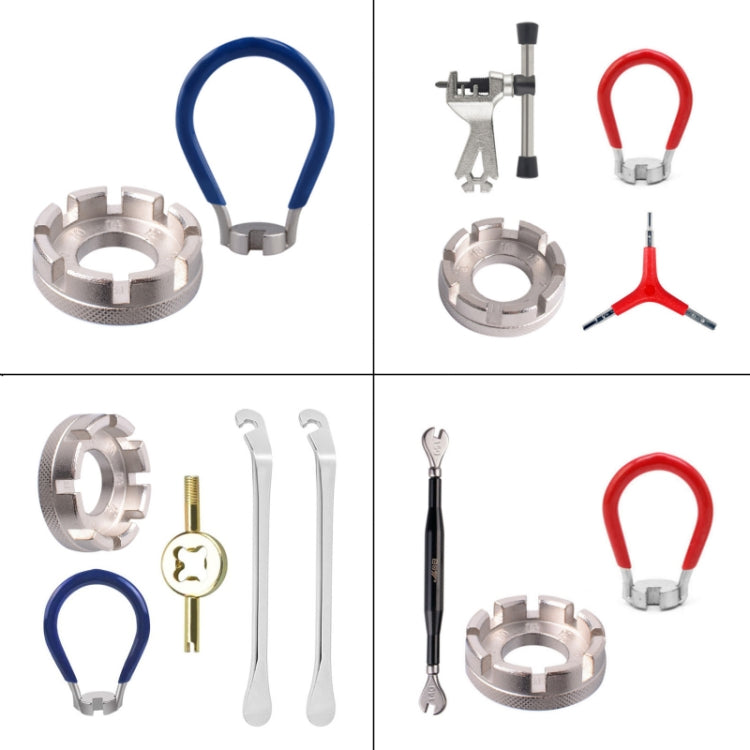Chrome Molybdenum Steel Mountain Bike Spoke Wrench Set, Silver 8 Port+Spoke Wrench, 4pcs/set Spoke Tools, Wrench+Spoke Wrench+Valve Core Lock+2 Tire Lever, Red Wrench+Silver 8 Port+Wrench, Blue Wrench+Silver 8 Port+Wrench, Blue Wrench+Black 8 Port+Wren...