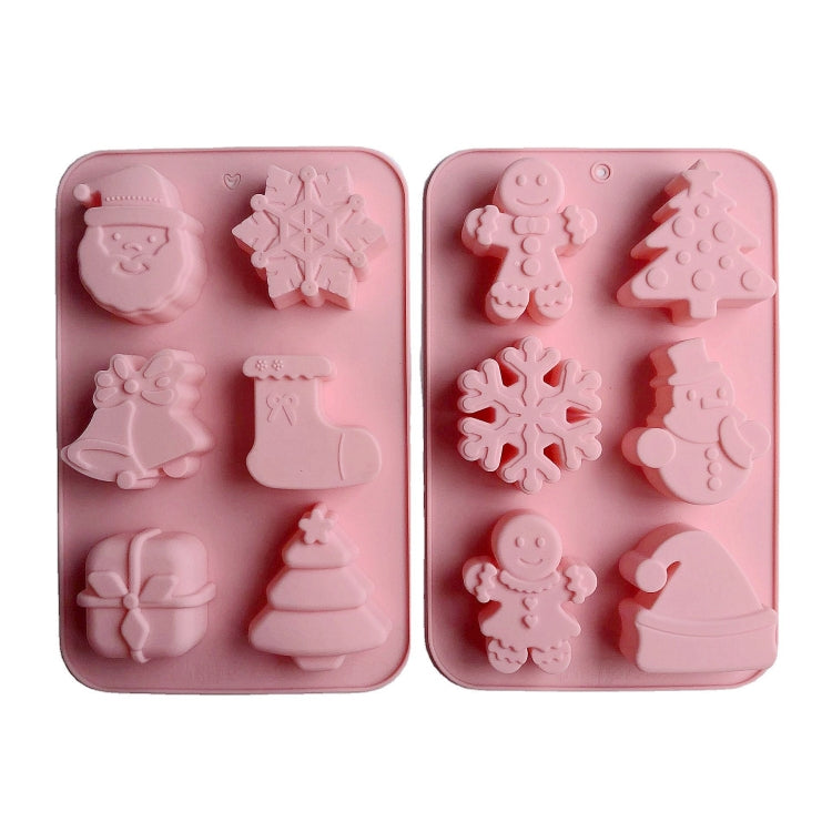 6 Cavity Cake Mold Food Grade Non-Stick Silicone Merry Christmas Festival Dessert Making Mould, Pink Style 1, Pink Style 2