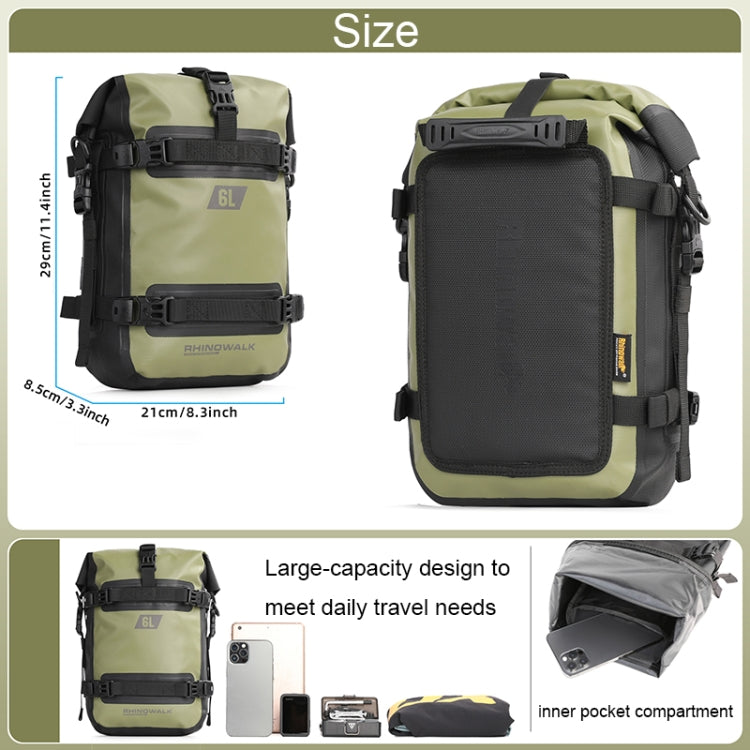 Rhinowalk MT2206 6L Waterproof Motorcycle Bumper Bag Outdoor Riding Bag, 6L(Black), 6L(Green)