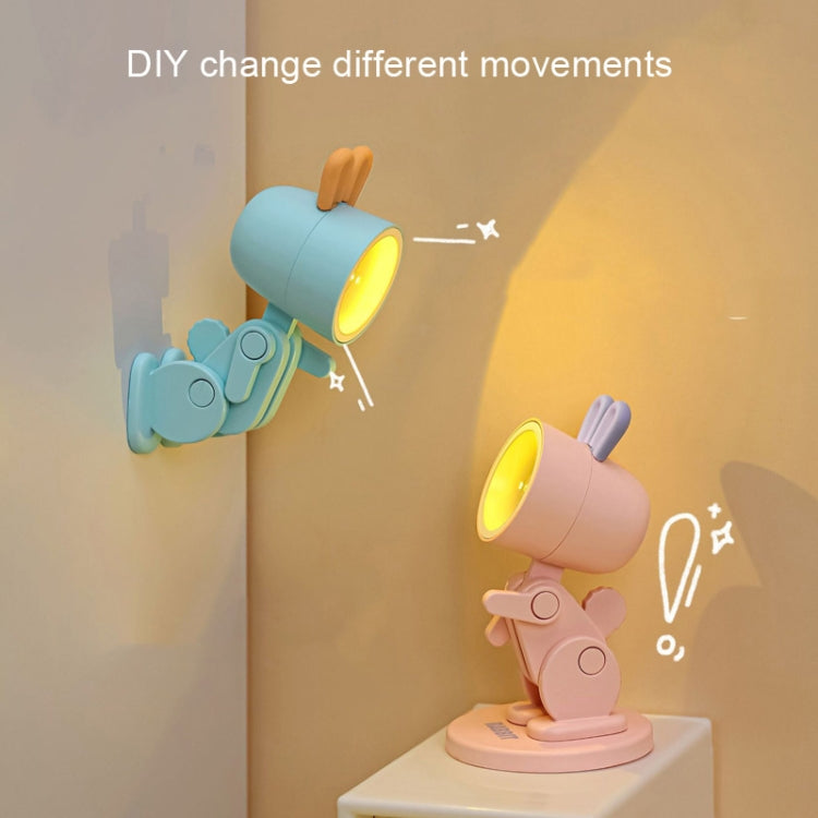 Mini Table Lamp Desktop DIY Ornaments Folding Night Light, Rabbit Pink, Dinosaur Pink