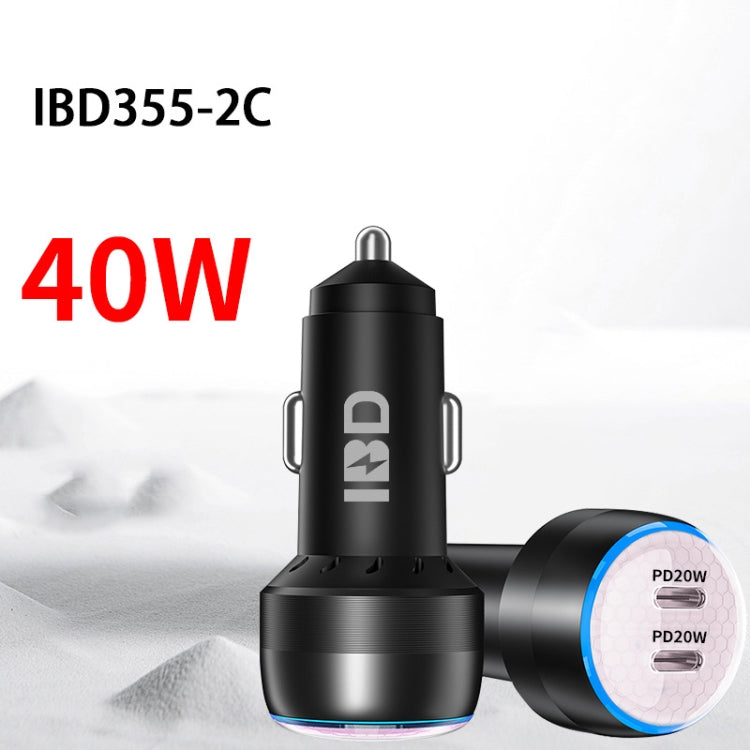 IBD355-2C PD20W+PD20W Smart Car Mobile Phone Charger, 40W(Orange), 40W(Pink), 40W(Yellow)