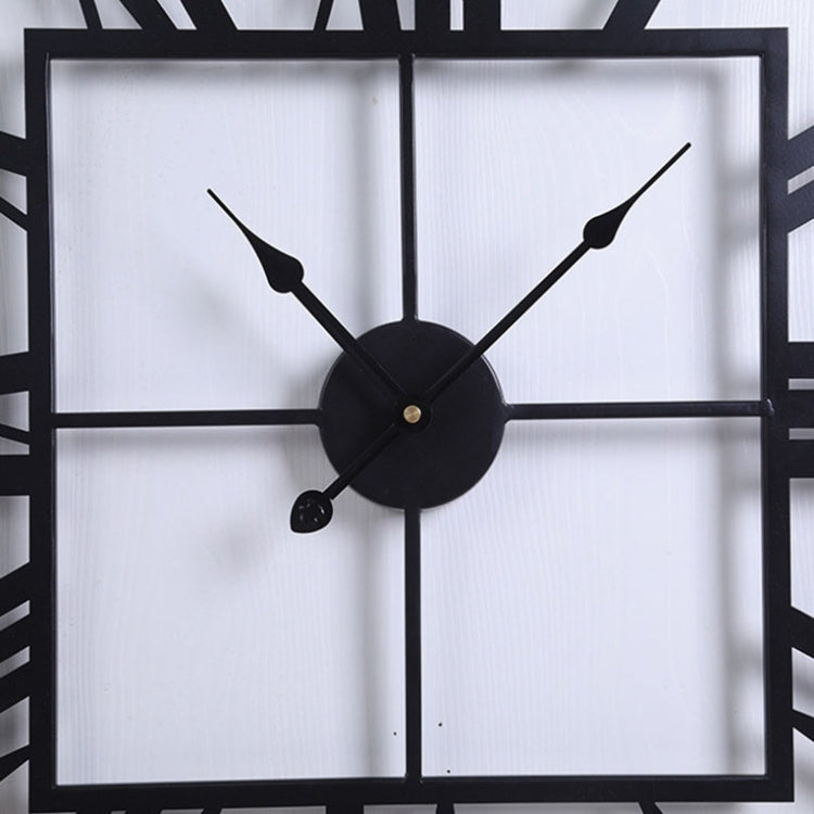 2053 58cm Vintage Living Room Wrought Iron Square Roman Metal Wall Clock, Black+Gold Needle, Black+Black Needle, Gold+Gold Needle