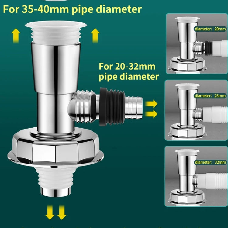 Three Head Washing Machine Floor Drain Joint Pipe Connector, B1, B2, B3, B4
