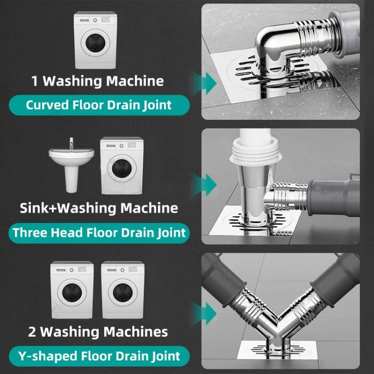 Three Head Washing Machine Floor Drain Joint Pipe Connector, B1, B2, B3, B4