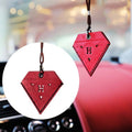 Car Pendant Triangular Ping An Charm Bag Leather Rearview Mirror Ornament, Triangular Red