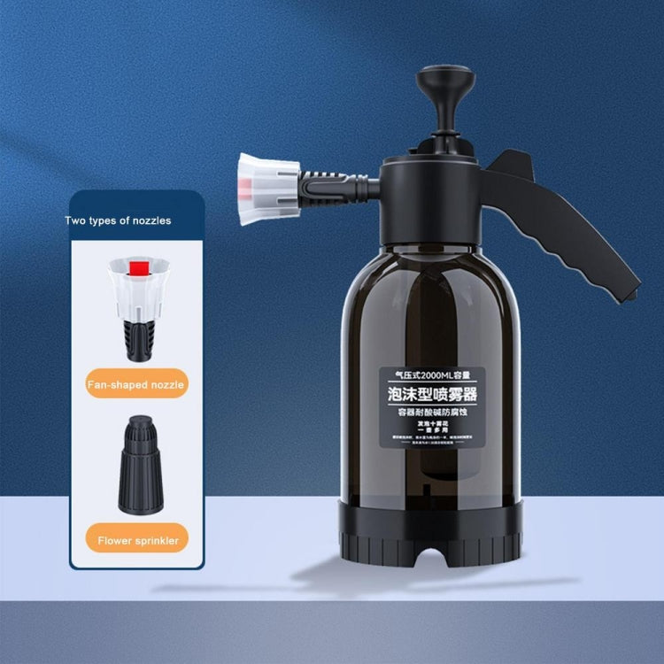 2L Foam Sprayer Pressure Spray Bottle for Car Washing Plants Watering Fertilizing, 9321F Transparent Black