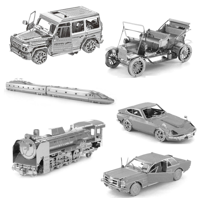 3D Three-dimensional Metal Car Assembly Model DIY Puzzles Toy, 1908 T-shaped Cars, 1965 Mustang, Kart, BZS G500, Cable Car, Taxi, Fire Truck, Bullet Train, Nissans Coupe, D51 Train Head, KMK F450, Sportcar, Half-track Motorcycle, Rocket Launcher       ...