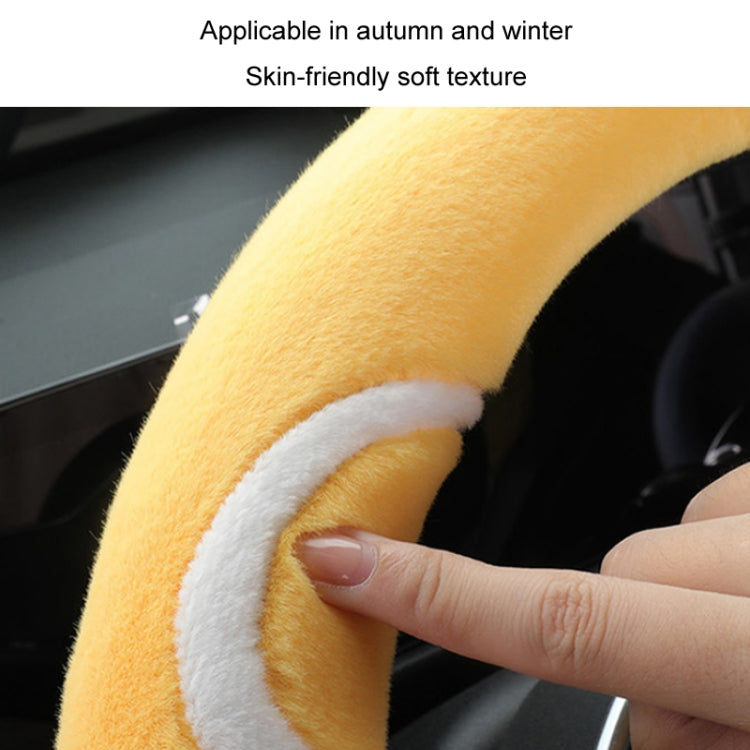 Car Steering Wheel Cartoon Short Fluff Handle Cover, 38cm