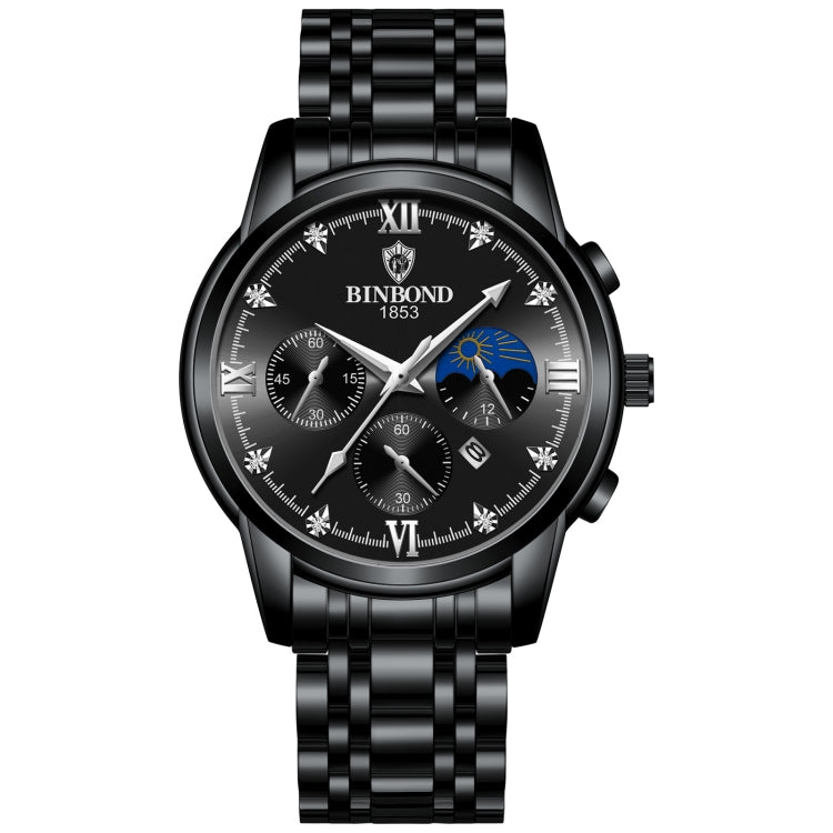 BINBOND B3591 30m Waterproof Luminous Calendar Men Watch, Rose Gold-Black, Rose Gold-White, Black Steel-Black, White Steel-Black, White Steel-White, Brown Leather-Rose-Black, Brown Leather-Rose-White, Black Leather-White-Black, Brown Leather-White-Whit...