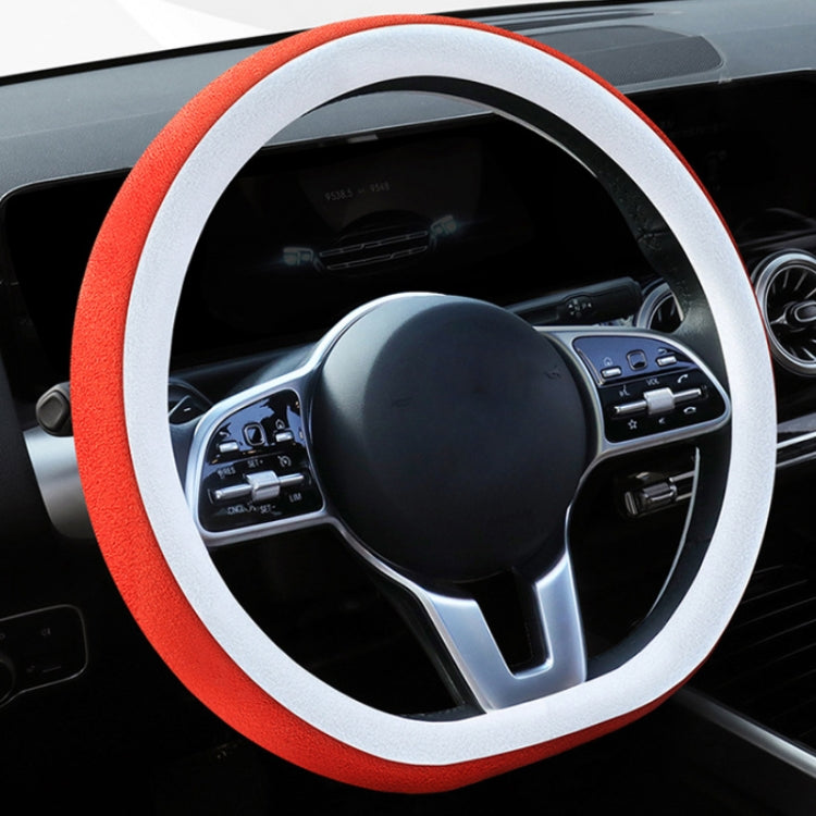 Car Steering Wheel Short Plush Winter Non-slip Grip Cover, 38cm
