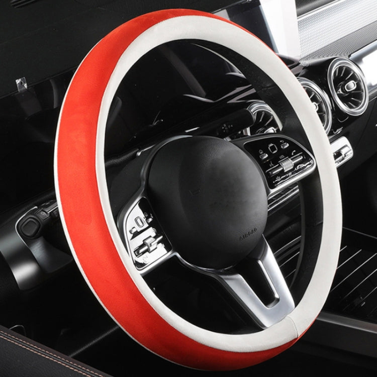 Car Steering Wheel Short Plush Winter Non-slip Grip Cover, 38cm