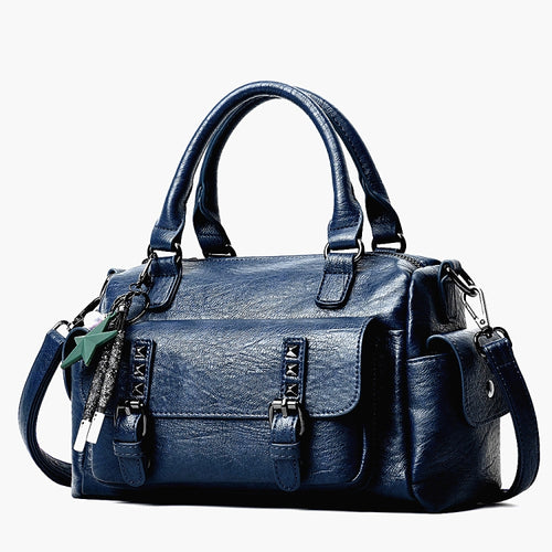 048 Pebbled Leather Multi-compartment Handbag Large Capacity Crossbody Shoulder Bag