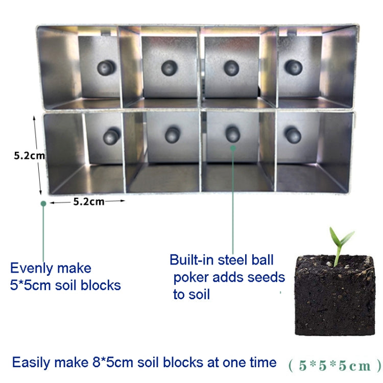 Handheld Seedling Soil Blocker Makes Eight 2 by 2 Inches Soil Blocks for Garden Prep, Eight 2 by 2 Inches
