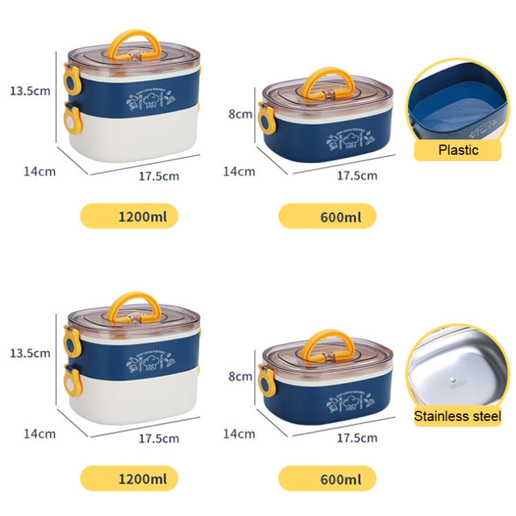Large Capacity Oval Divided Portable Office Insulation Lunch Box, 600ml (Stainless Blue), 600ml (Stainless Yellow), 600ml (Stainless Purple), 1.2L (Stainless Blue), 1.2L (Stainless Yellow), 1.2L (Stainless Purple), 600ml (Plastic Blue)                 ...