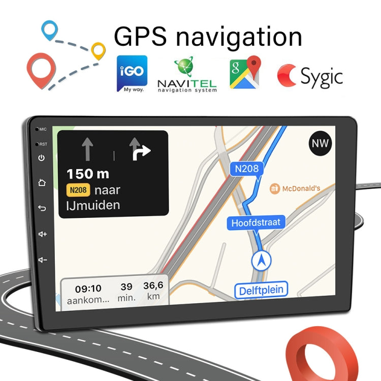 Dual-Spindle Universal Central Control Screen Car Navigator Reversing Video Player, A3012 9 Inch Android Navigation CarPlay 1+32G