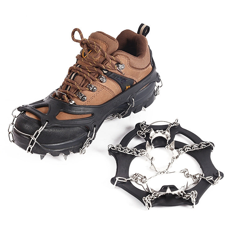 F11-1 11 Teeth 201 Stainless Steel Outdoor Snow and Ice Mountaineering Non-slip Shoes Cover, 11 Teeth (M Black), 11 Teeth (L Orange), 11 Teeth (L Black), 11 Teeth (M Orange)