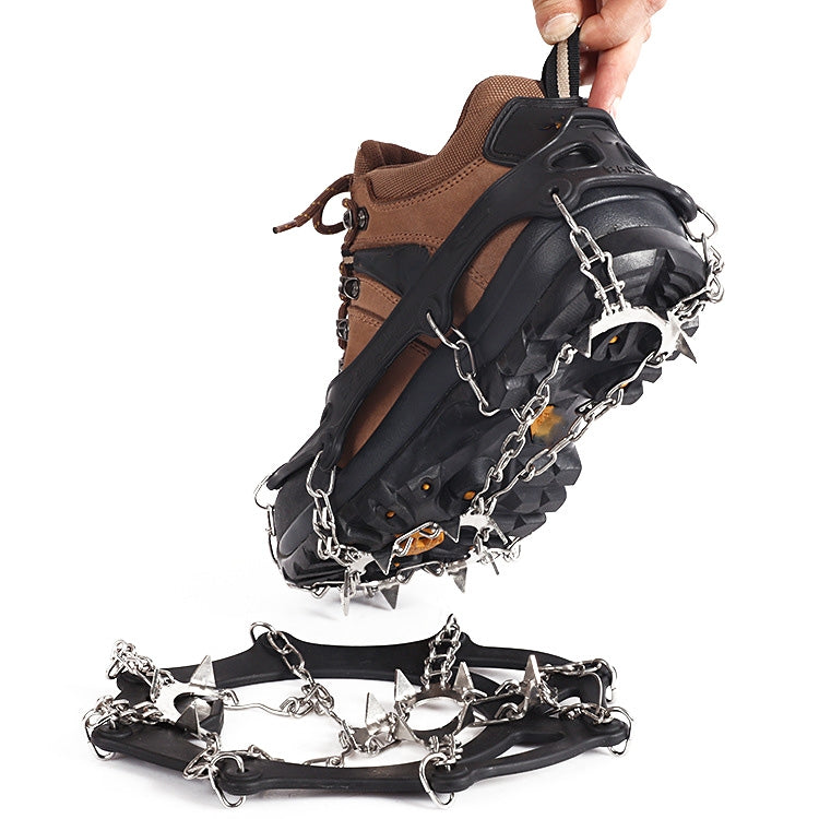 F11-1 11 Teeth 201 Stainless Steel Outdoor Snow and Ice Mountaineering Non-slip Shoes Cover, 11 Teeth (M Black), 11 Teeth (L Orange), 11 Teeth (L Black), 11 Teeth (M Orange)