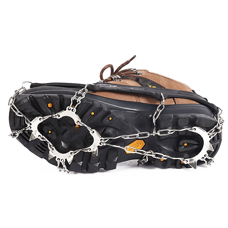 F11-1 11 Teeth 201 Stainless Steel Outdoor Snow and Ice Mountaineering Non-slip Shoes Cover, 11 Teeth (M Black), 11 Teeth (L Orange), 11 Teeth (L Black), 11 Teeth (M Orange)