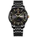 BINBOND B2077 30M Waterproof Quartz Luminous Watch Butterfly Buckle Men's Steel Belt Watch