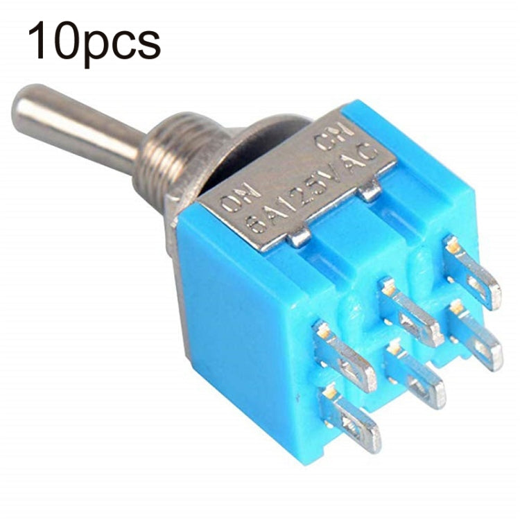 10pcs 6 Pin 2-speed Rocker Toggle Button Switch, MTS-202