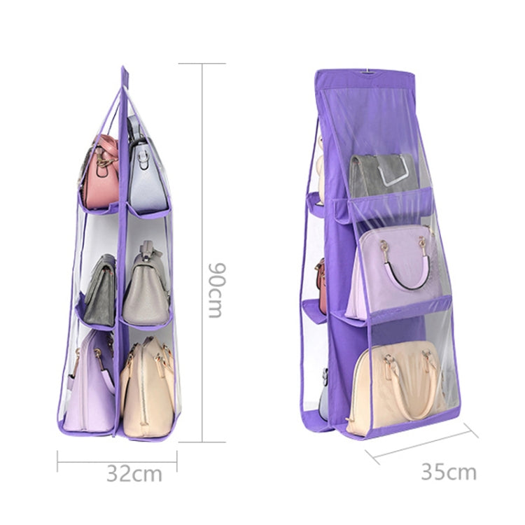 B05005 Double Sided 6 Pocket Hanging Bag Non-woven Fabric Hanging Handbag Organizer, B05005 Purple, B05005 Black, B05005 Grey, B05005 Blue