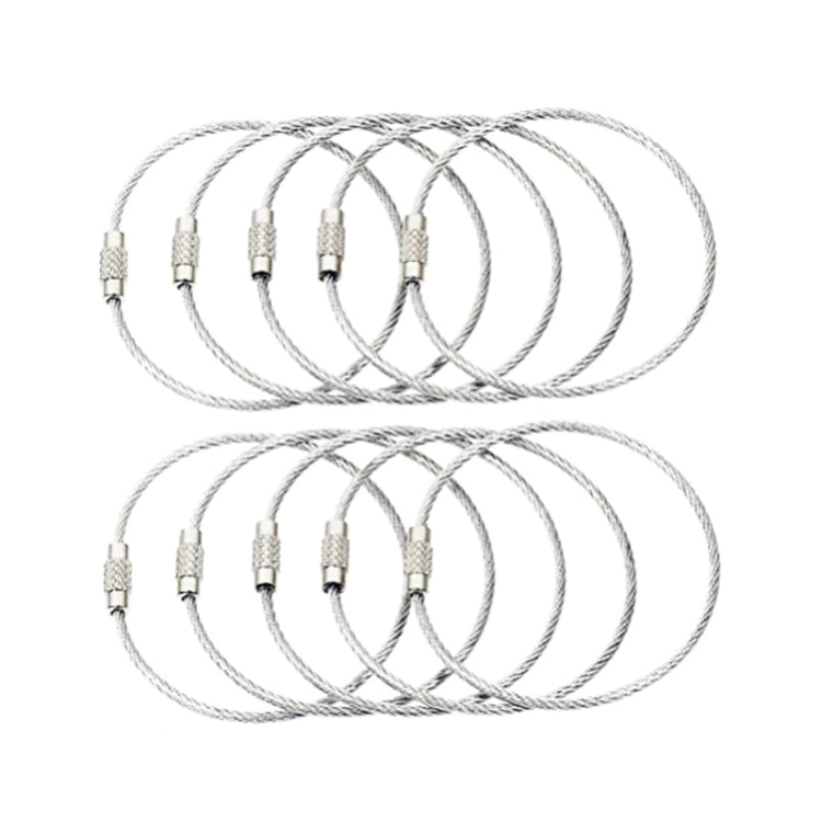 JJ11087 10pcs Stainless Steel Wire Ring Key Ring Wire Chain Key Chain, Wire Ring Key Chain