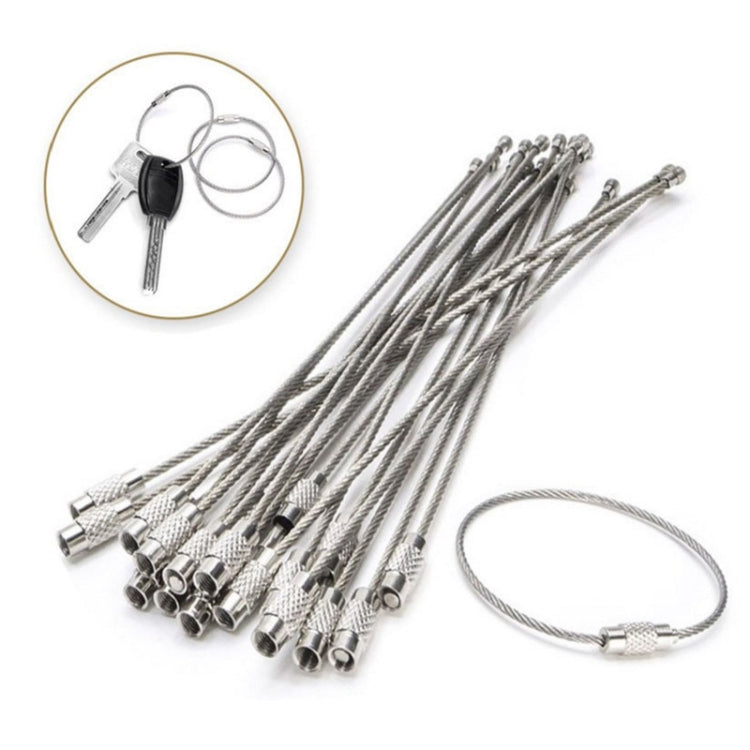 JJ11087 10pcs Stainless Steel Wire Ring Key Ring Wire Chain Key Chain, Wire Ring Key Chain