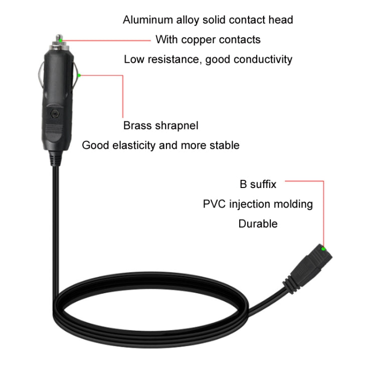 12V/24V Car Refrigerator Cable B Suffix Cigarette Lighter Plug Power Cord, Length:, 1m Without Switch, 1m With Switch, 2m With Switch, 3m Without Switch, 3m With Switch, 4m Without Switch, 4m With Switch, 5m Without Switch, 5m With Switch