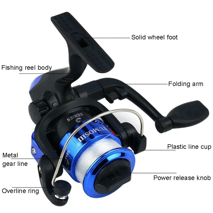 YUMOSHI JL200 Spinning Reel With Line, With Line(Electroplated Yellow), With Line(Electroplated Red), With Line(Electroplated Silver), With Line(Electroplated Green), With Line(Electroplated Blue)