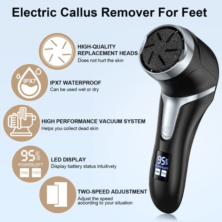JD-510 Rechargeable Electric Foot Callus Remover with Vacuum Cleaner, White, 10 In 1 Kit White, Black, 10 In 1 Kit  Black