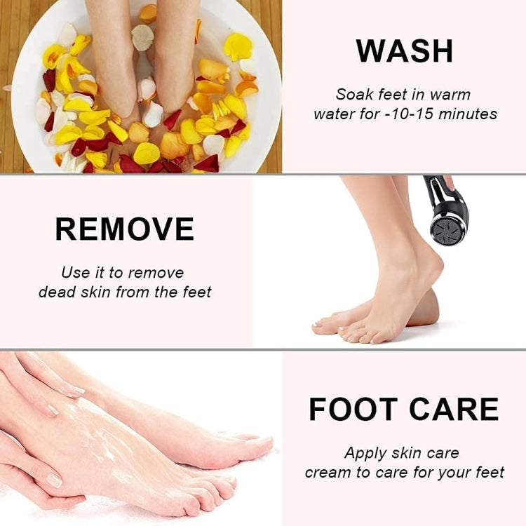 JD-510 Rechargeable Electric Foot Callus Remover with Vacuum Cleaner, White, 10 In 1 Kit White, Black, 10 In 1 Kit  Black