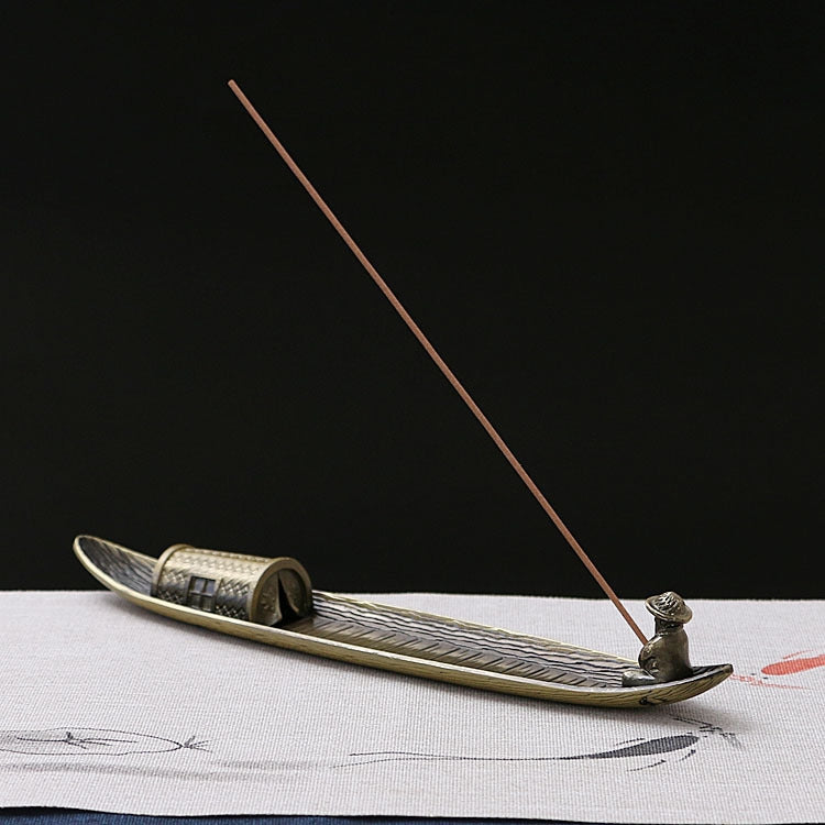 Fisherman Incense Stick Holder Insence Burner Ash Catcher Insense Stand, Fisherman, Bamboo Raft