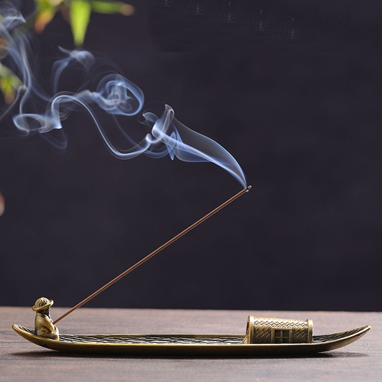 Fisherman Incense Stick Holder Insence Burner Ash Catcher Insense Stand, Fisherman, Bamboo Raft